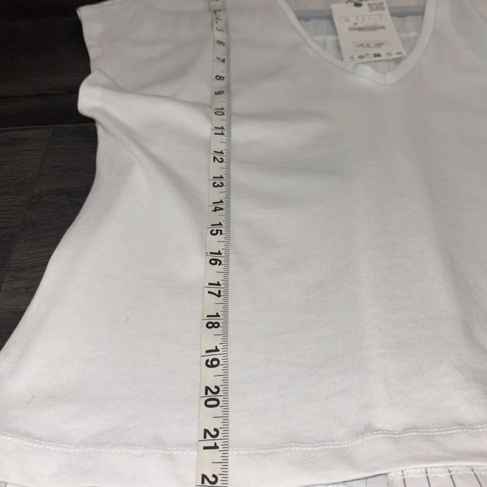 Zara NEW Cotton Poplin Stripe Side Button Vneck Tee Size Small Black/White - Picture 10 of 12